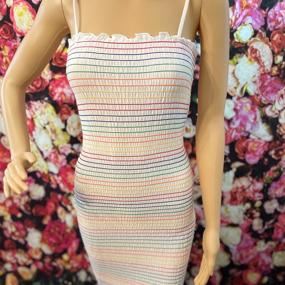 White & Rainbow striped dress